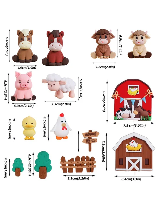 Нет бренда Набор фигурок для торта "Ферма" 24pcs Set, 24 шт, фото 3