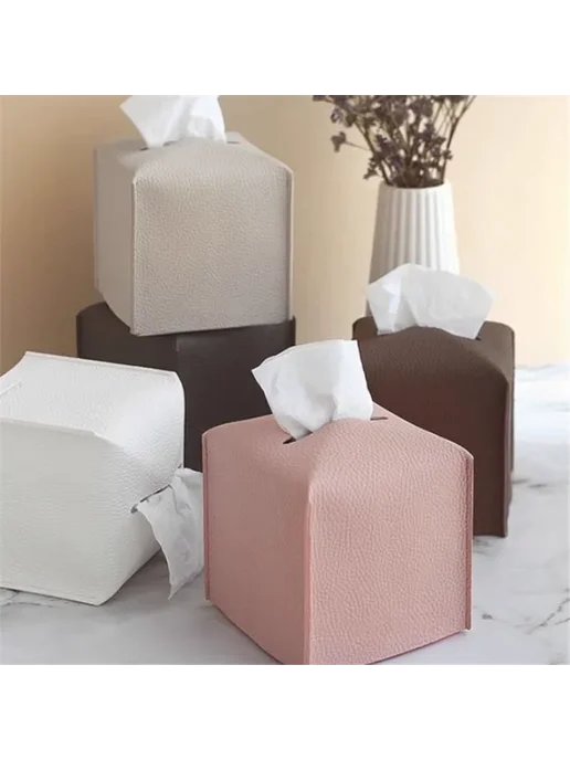 Нет бренда Коробка для салфеток из искусственной кожи brown A, белый, фото 2