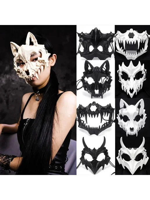 Нет бренда Маска на Хэллоуин Tengu Man White-3PCS, белый, фото 2