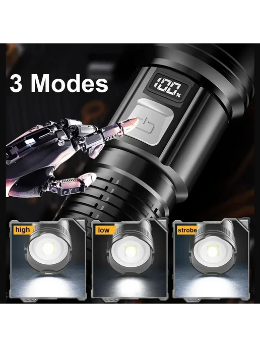 Heinast LED фонарик, 3 режима, водонепроницаемый, 1500 м 2PC, 1500 м, фото 3