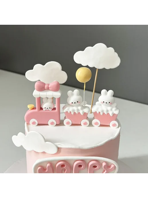 Нет бренда Розовый кролик-топпер для торта 5PCS MINI, 6 шт, фото 4