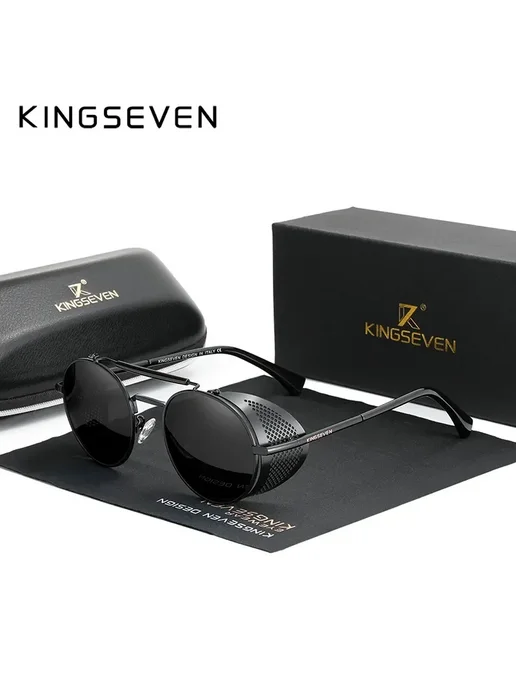 KingSeven Солнцезащитные очки стимпанк для мужчин Silver Gra, серебристый, фото 2