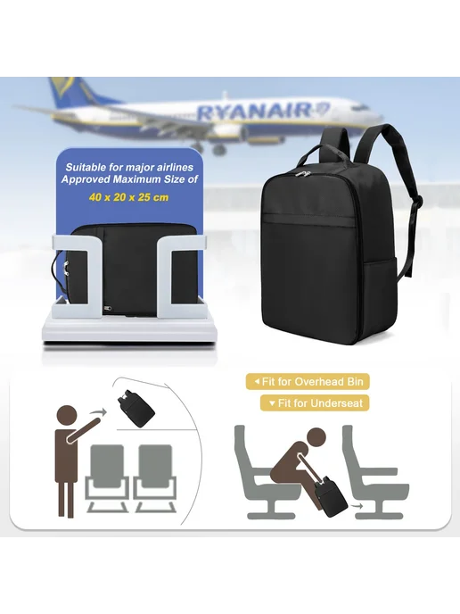 Fewchor Рюкзак Ryanair 40x20x25, сумка для кабины, дорожный рюкзак д, 40x20x25, фото 3