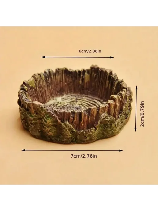 Нет бренда Смоляная миска для воды в форме пенька для рептилий Diameter, коричневый, фото 2