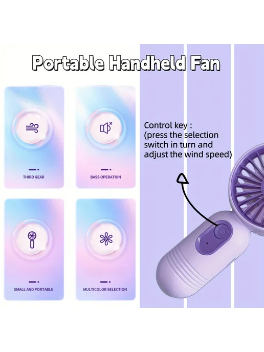 Нет бренда Портативный пластиковый вентилятор Фиолетовый, 3pcs Purple, 3 шт, фото 4