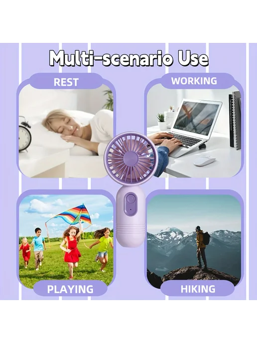 Нет бренда Портативный пластиковый вентилятор Фиолетовый, 3pcs Purple, 3 шт, фото 6