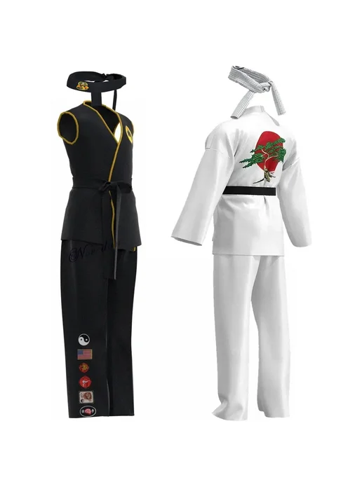 Нет бренда Костюм Для Детей KOF Cobra Kai - Черно-белое Кимоно, Униформ, черный, фото 2