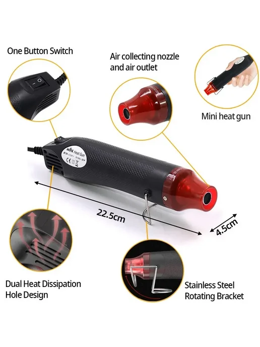 Нет бренда Мини-термофен 220В для пайки и термоусадки EU Plug Gun with, вариант, фото 3