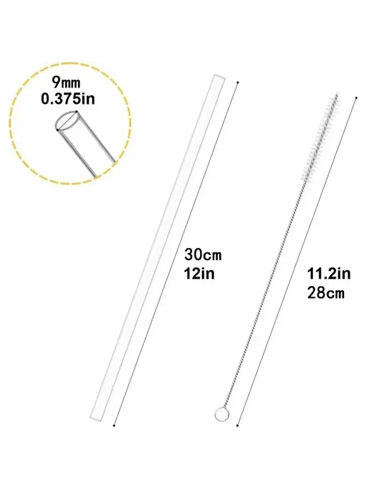 Нет бренда Пластиковые трубочки для питья 9 мм, набор со щеткой 2Straws, вариант, фото 6