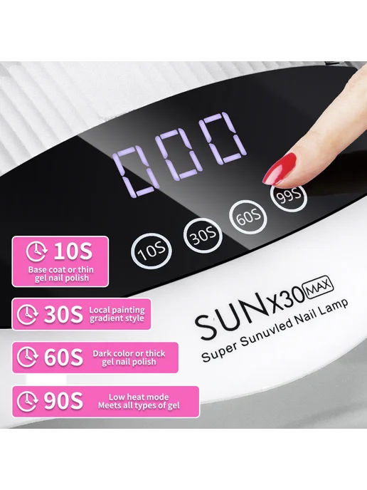LIMEGIRL SUN X30 MAX сушилка для ногтей 90 LED белый EU, белый, фото 4