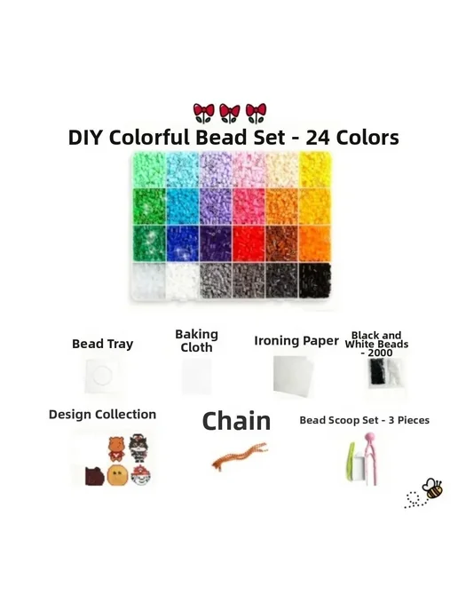 Нет бренда Набор бусин Perler Hama 2,6 мм 24 цвета 24Colors Tool Set, 24 цв.
