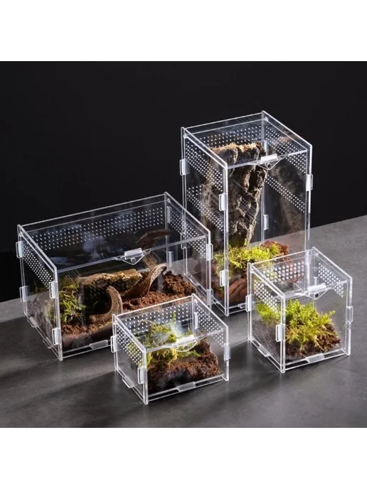 Нет бренда Акриловый террариум для рептилий Reptile Habitat 8X7X10cm-Ho, 12X12X20cm-, фото 2