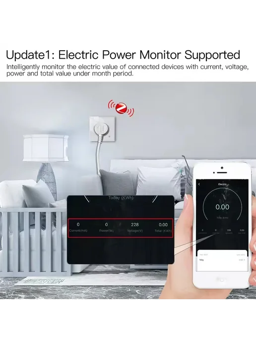 MOES Умная розетка ZigBee EU, стеклянная панель, черный, фото 4