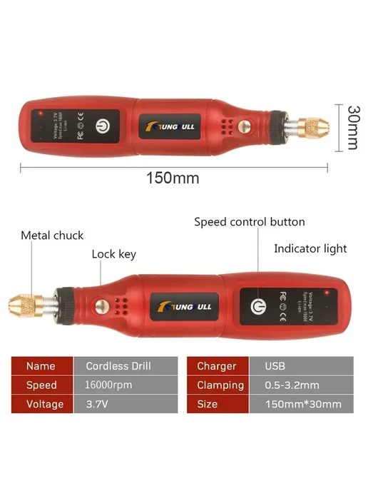 tungfull USB мини-дрель 3.6В Set 1, вариант, фото 5