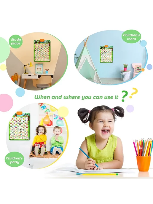 QWZ Электронная интерактивная таблица ABC для детей 2-5 лет Сини, вариант, фото 4