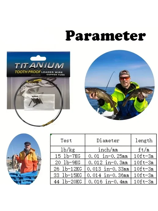 yoto Комплект поводков Titanium для морской рыбалки 33lb, титан, фото 3