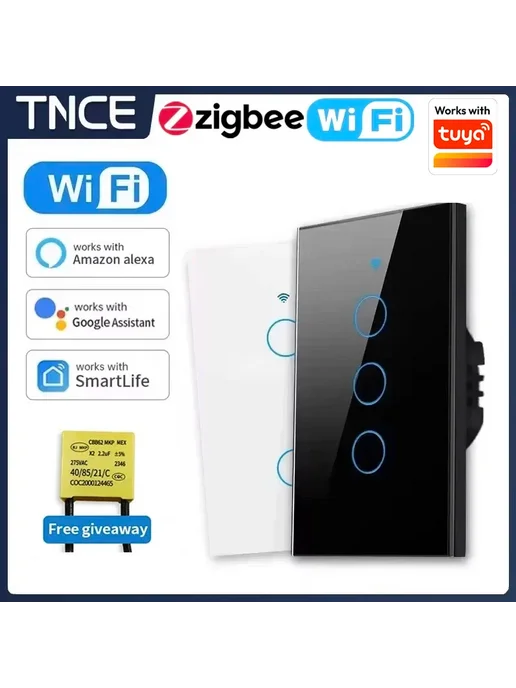 TNCE Tuya Умный Выключатель Wi-Fi Zigbee 1 2 3 4 Кнопки TNC, вариант, фото 2