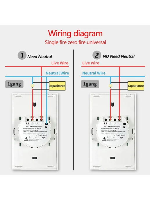 TNCE Tuya Умный Выключатель Wi-Fi Zigbee 1 2 3 4 Кнопки TNC, вариант, фото 3