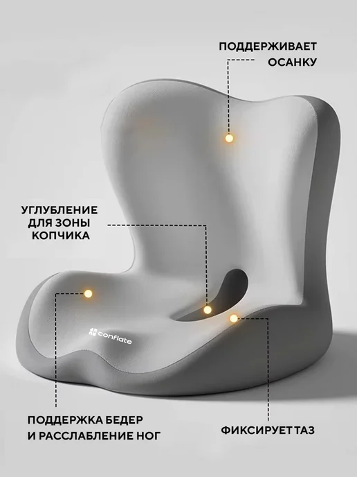 Conflate Подушка для сидения c поддержкой спины и отверстием, серый, фото 3