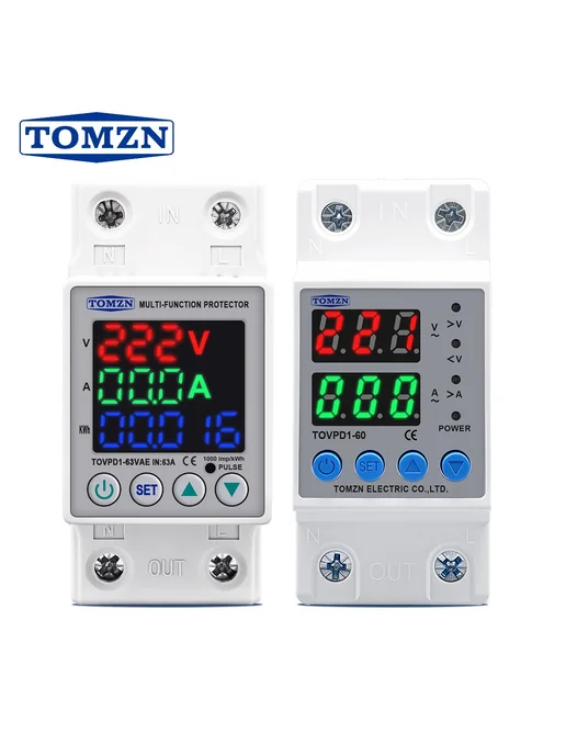 TOMZN Реле защиты для DIN-рейки с двойным дисплеем V A kWh t, вариант