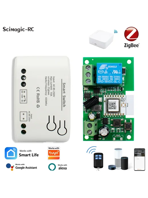 Scimagic-RC Модуль реле Zigbee 1 2 4 канальный 12 24 220В 1C, вариант, фото 4