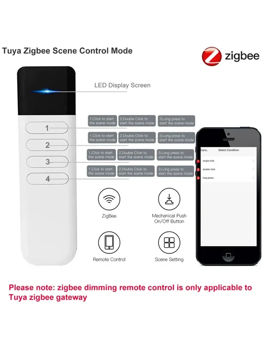 Нет бренда Беспроводной диммер Tuya ZigBee 4 зоны TUYA Wirless, вариант, фото 3