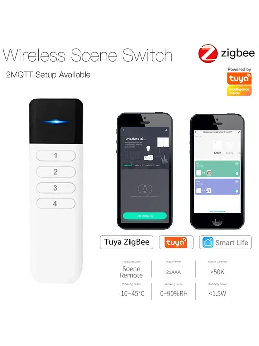 Нет бренда Беспроводной диммер Tuya ZigBee 4 зоны TUYA Wirless, вариант, фото 4