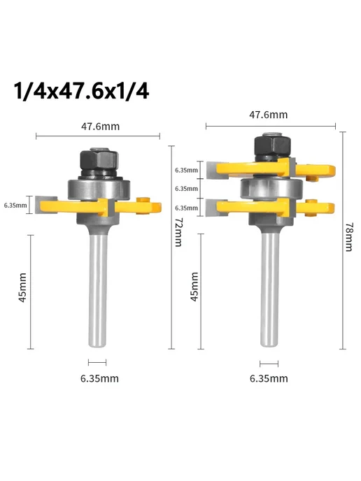 shensen Фрезы для фрезерования дерева 2 шт. 12x47.6x6.35, 6.35x47.6x6.35, 2 шт