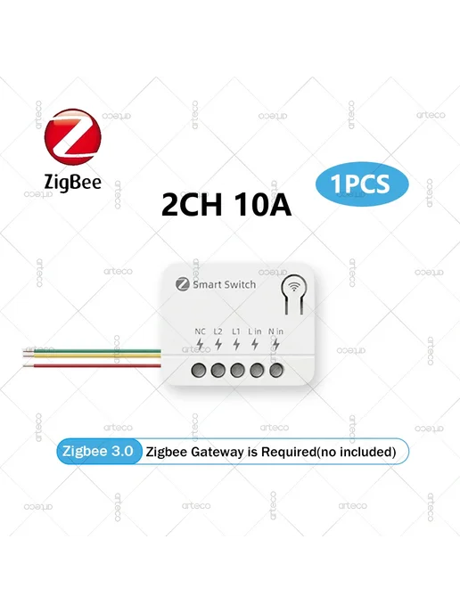 arteco Мини-умный выключатель Zigbee 1 2 3CH 16А 2CH 10A, вариант