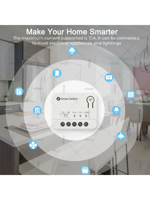 arteco Мини-умный выключатель Zigbee 1 2 3CH 16А 2CH 10A, вариант, фото 7