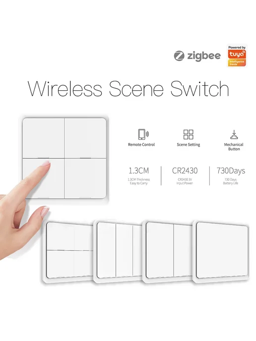 Беспроводной переключатель сцен MOES ZigBee, вариант, фото 3