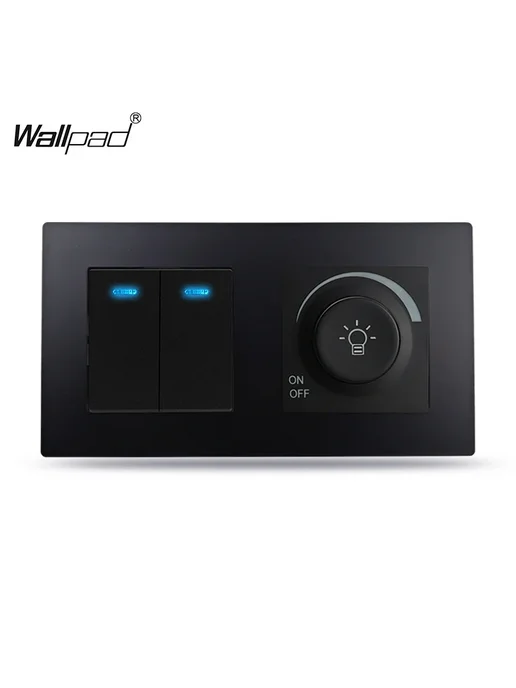 Wallpad Диммер для галогеновых ламп 2 Gang Dimmer Black, черный