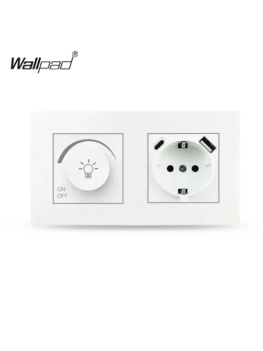 Wallpad Диммер для галогеновых ламп Черный, Dimmer TypeC Bla, белый