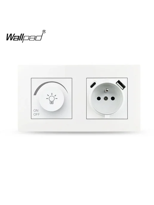 Wallpad Диммер для галогеновых ламп Черный, Dimmer FrenchC B, белый