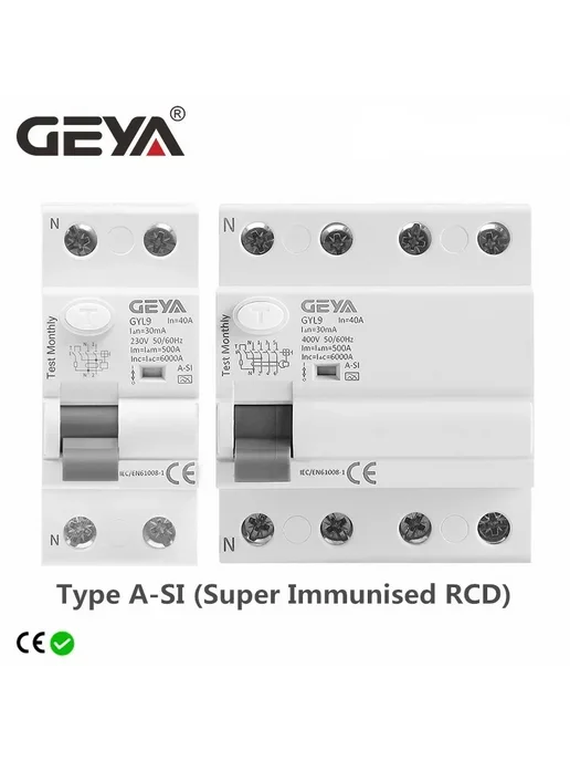 GEYA GYL9 A-SI УЗО 40А 63А 30мА для электроники TypeA-SI 2P, 4P, фото 2