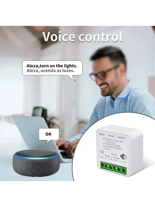 GGBEE Умный Wi-Fi выключатель 16А 2Receiver 1Switch, 16A RF433 1Switch, фото 3