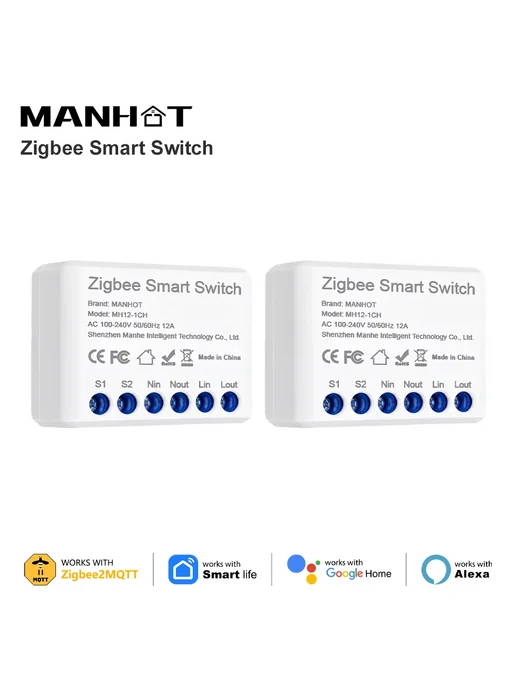 Нет бренда Модуль умного выключателя света ZigBee 12A MiNi DIY 3Pcs, 3 шт, фото 2