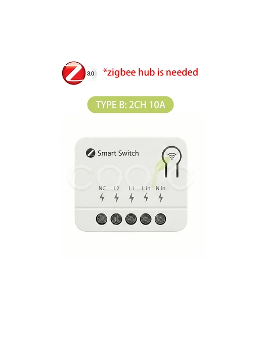 coolo Реле Tuya ZigBee 10А 16А для умного дома 1 2 3 канала 2CH 10, вариант