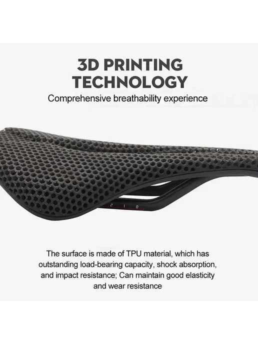 BUCKLOS Велосипедное седло из карбона с 3D-печатью 3D-2, черный, фото 4