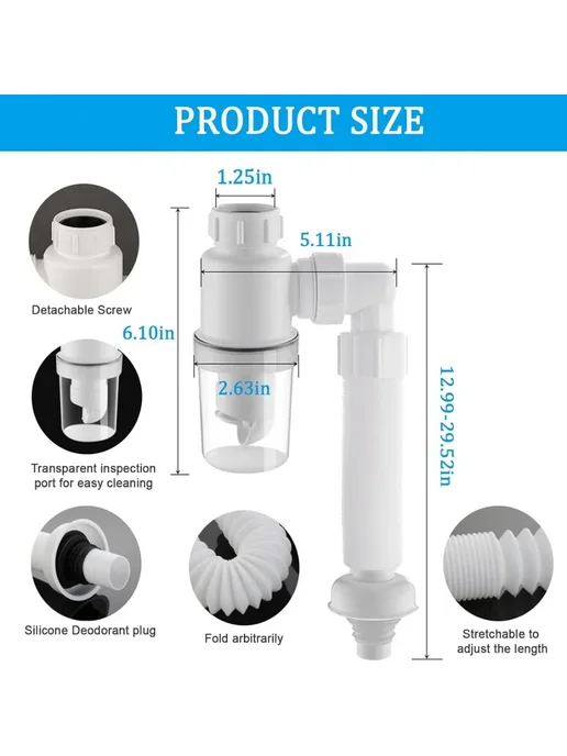 Нет бренда Гибкий сливной патрубок 40 50mm, Core and plug, вариант, фото 6