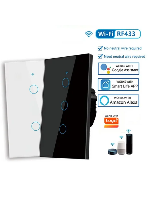 QNCX Умный Wi-Fi Выключатель для светодиодных ламп White 1, белый, фото 2
