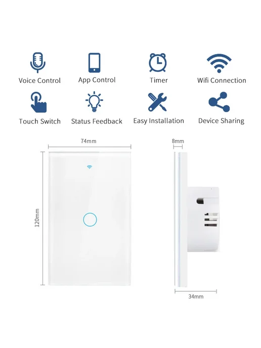 QNCX Умный Wi-Fi Выключатель для светодиодных ламп White 1, белый, фото 6