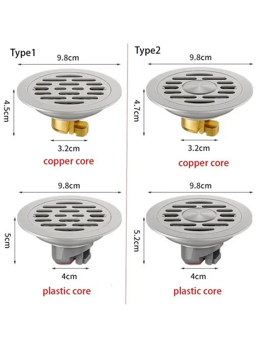 Нет бренда Слив для пола из нержавеющей стали 304 Type1-plastic core, из нержавеющей стали Type1-copper, фото 7