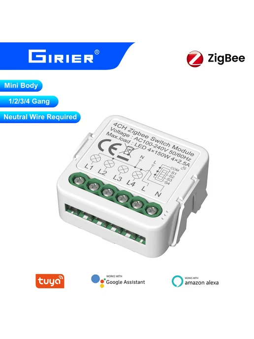 GIRIER Модуль Tuya ZigBee 3.0 для умного дома 1 2 3 4 канала, вариант, фото 2