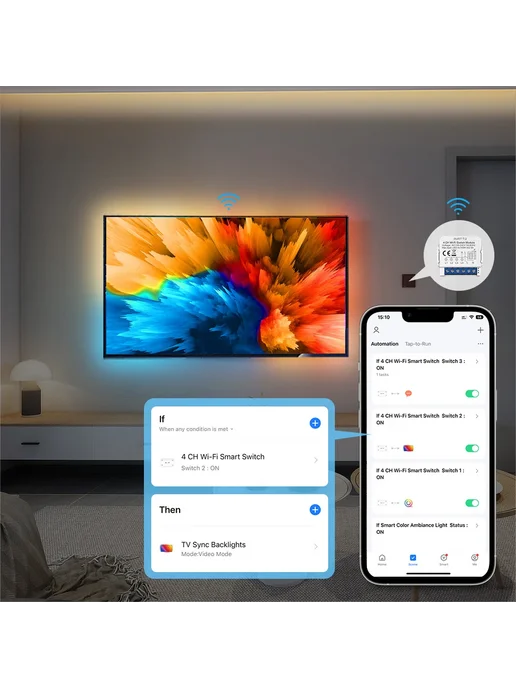 AVATTO Модуль Умного Wi-Fi Выключателя 1 2 3 4-клавишный, вариант, фото 3