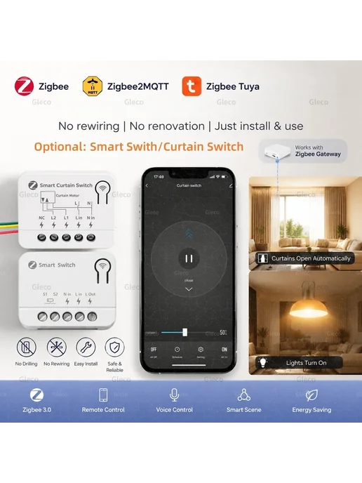 coolo Мини-модуль Умного Выключателя Zigbee 1 2 3-канальный, вариант, фото 2