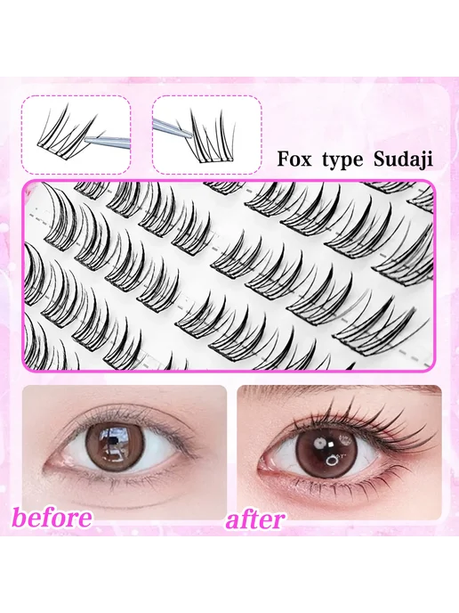 Нет бренда Накладные ресницы "Лисьи глазки" без клея Fox Eyelash 10 Row, серый, фото 6