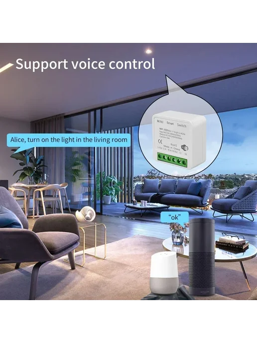 GGBEE Умный Wi-Fi выключатель света M-K601 белый WiFi 20A, белый, фото 3