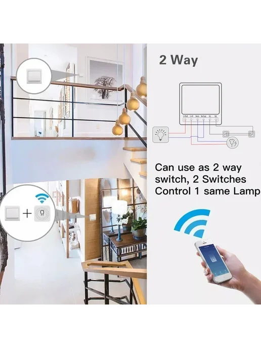 GGBEE Умный Wi-Fi выключатель света M-K601 белый WiFi 20A, белый, фото 4