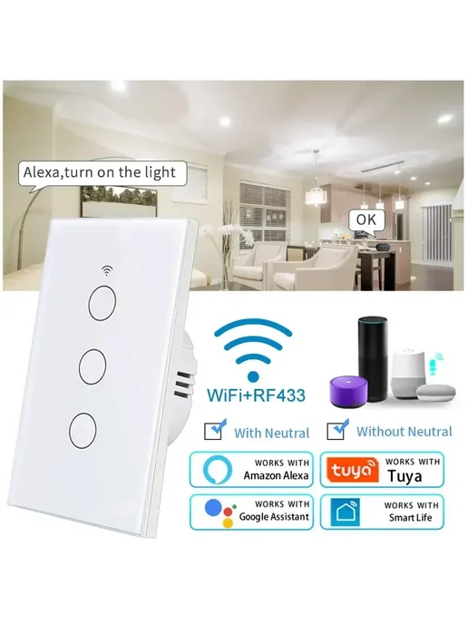 GGBEE Умный Wi-Fi Выключатель Света Tuya 1 2 3 4 Gang 110V 2, вариант